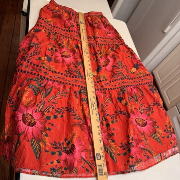 Farm Rio Long Multicolored Red  Women's Skirt Boho Festival - Picture 9 of 11